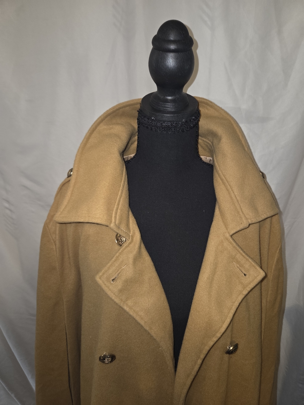 Women's Double-Breasted Camel Pea Coat - Picture 3 of 5